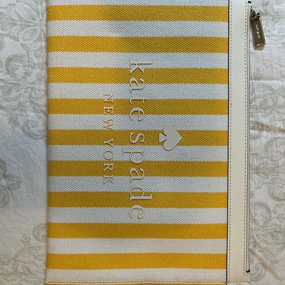 Kate Spade Yellow and White Striped Clutch